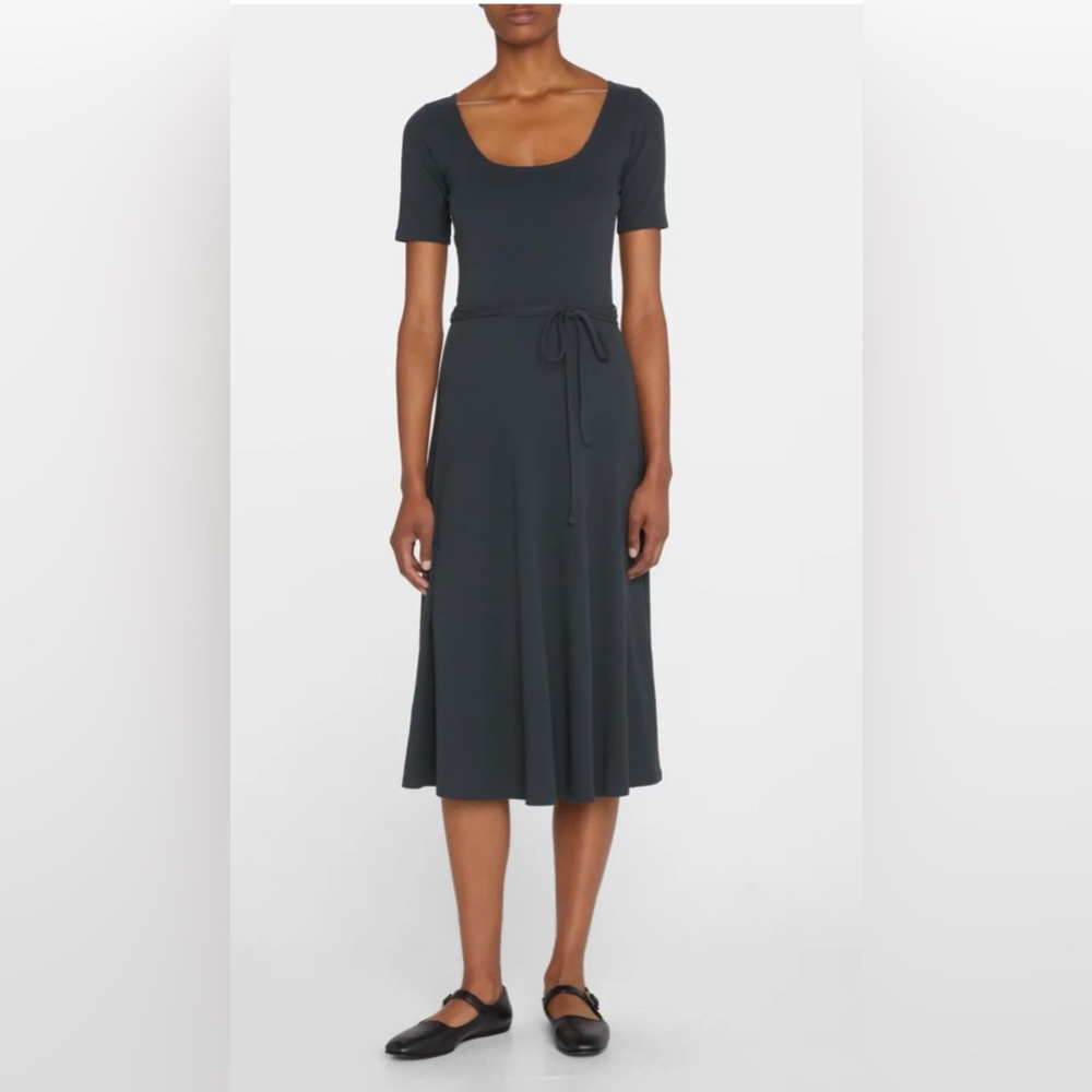 VINCE. || Square-Neck Midi Charcoal Dress. Sz. 3X